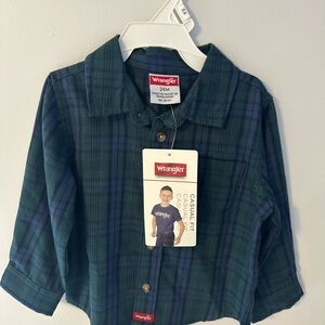 NWT- Wrangler Kids Plaid Shirt, pants not included